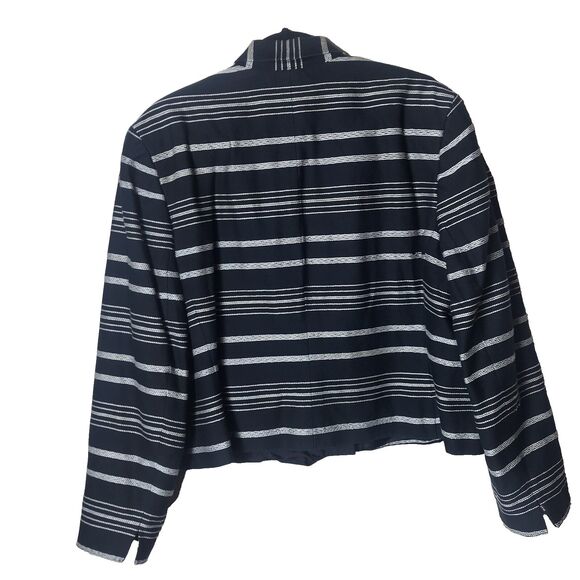 H&W Size 18 Waist Length Blazer Jacket Women's Black With Gray Strips Career - Picture 7 of 15